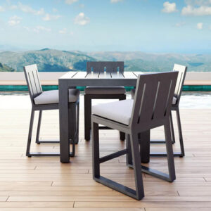 Outdoor dining set with mountain view