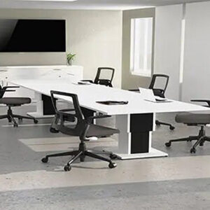 Modern office meeting room with chairs and table